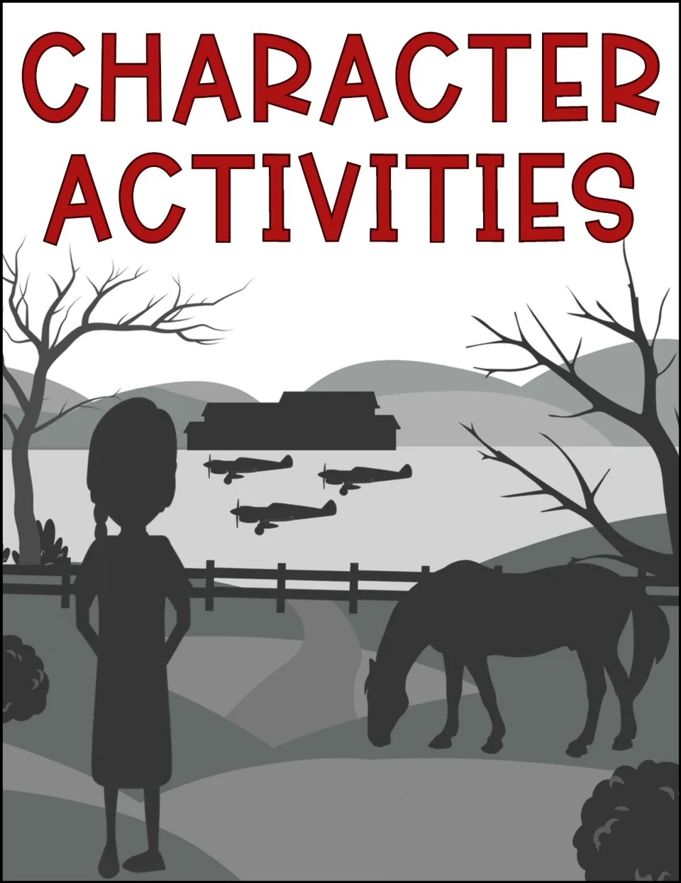 Character Activities section cover introduces the novel study's character summaries and analysis tasks.