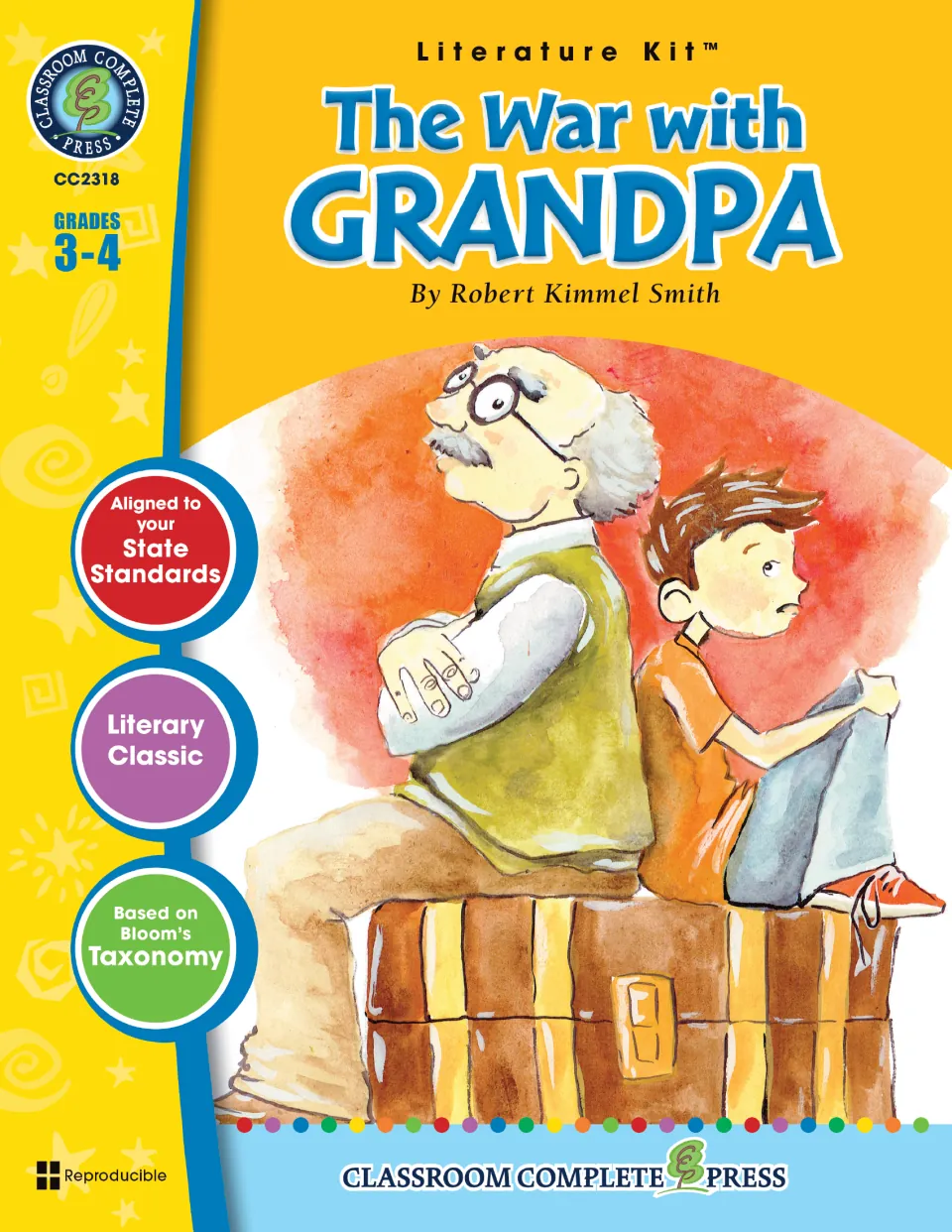 Literature kit cover for The War with Grandpa by Robert Kimmel Smith, labeled for grades 3–4
