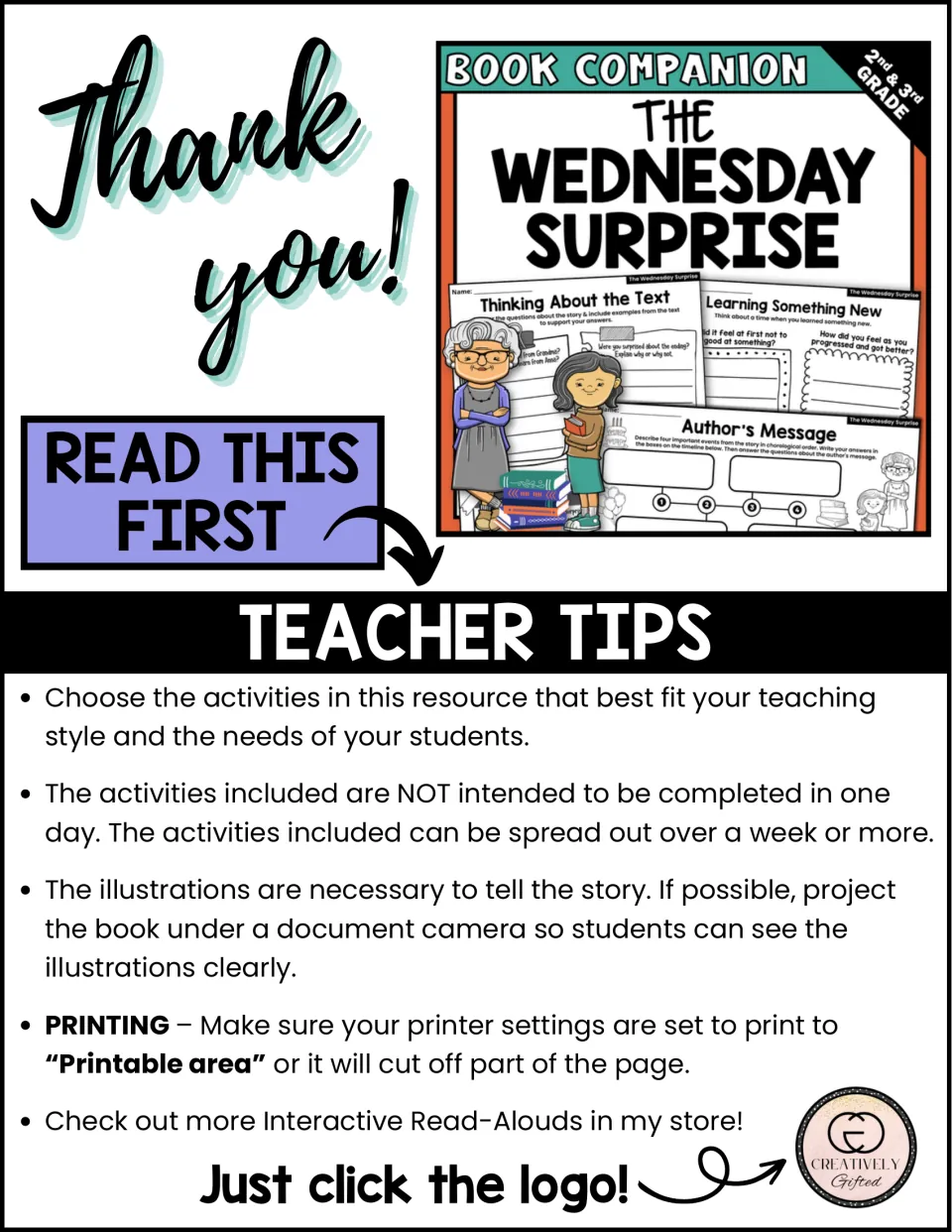 Teacher tips for the book companion: selecting activities, pacing lessons, showing illustrations, and printing