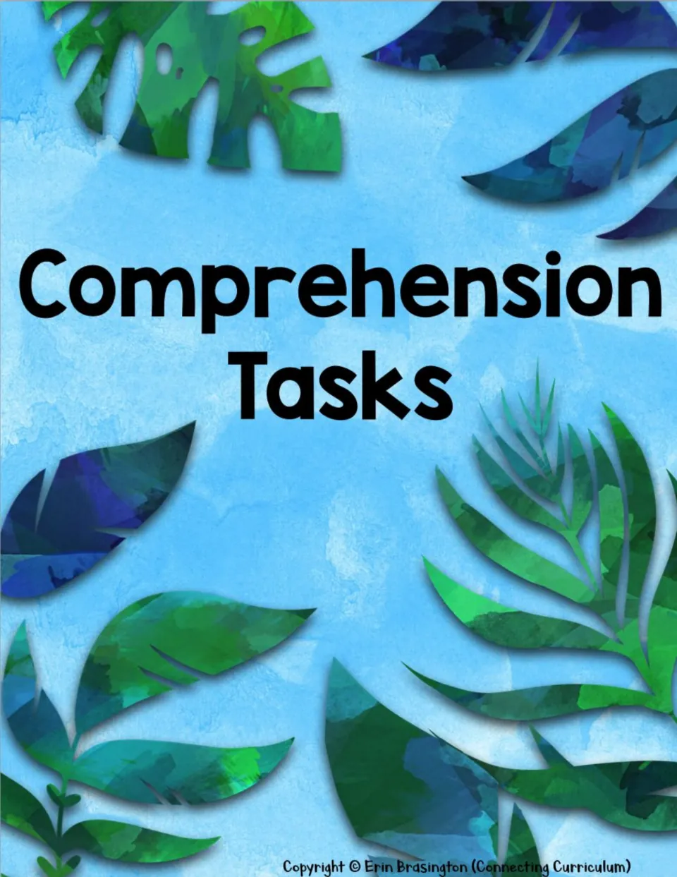 Comprehension Tasks section divider introduces the novel study's reading summaries and response activities.