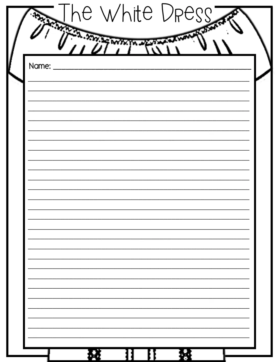 Extra lined writing page where students continue their alternative ending for the story, with a name line at the top