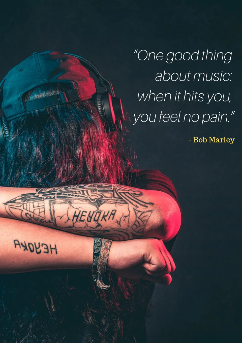Music quote poster 2: Bob Marley’s words about music hitting you without causing pain