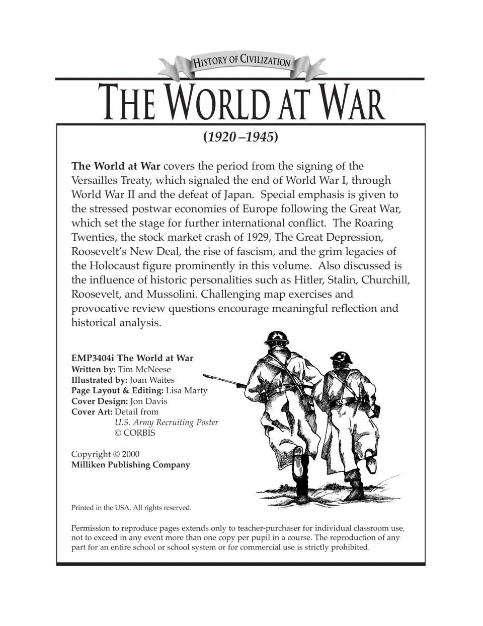 Workbook introduction summarizes the 1920–1945 history coverage, map exercises, and review questions.