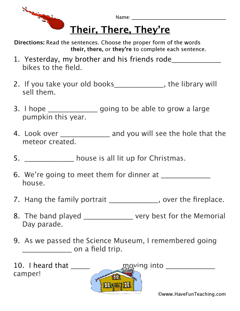 Their There They re Fill In The Blank Homophones Worksheet By Teach