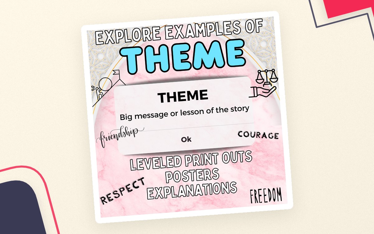 Theme Anchor Chart – Common Themes in Literature preview: Teacher explanation of theme