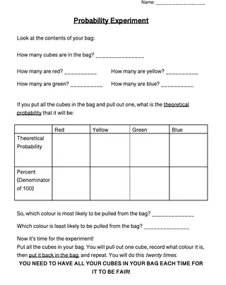 Theoretical vs Experimental Probability – 2-Page Task – sample page 2
