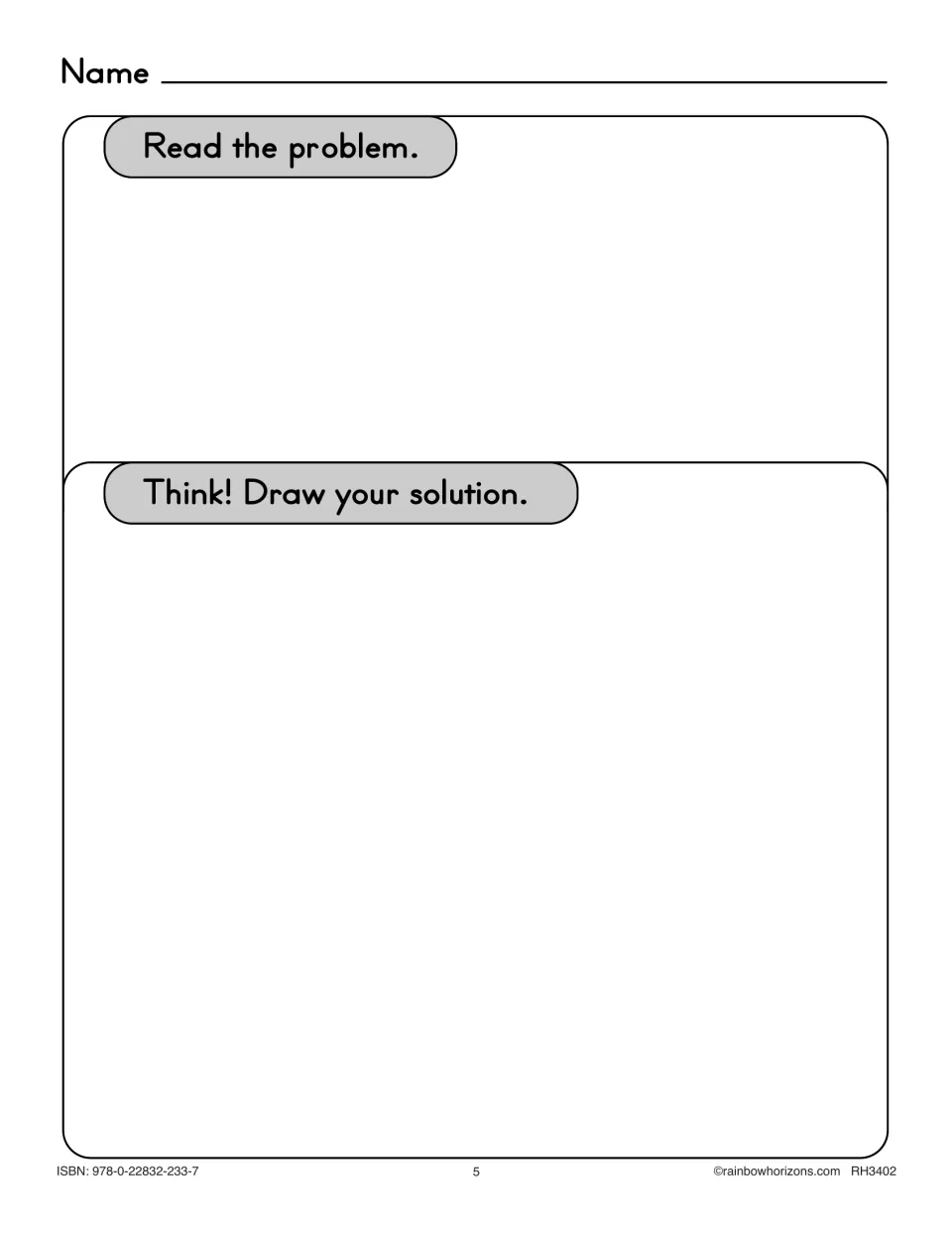 Blank math problem template lets teachers add a prompt for students to read and solve through a drawing.