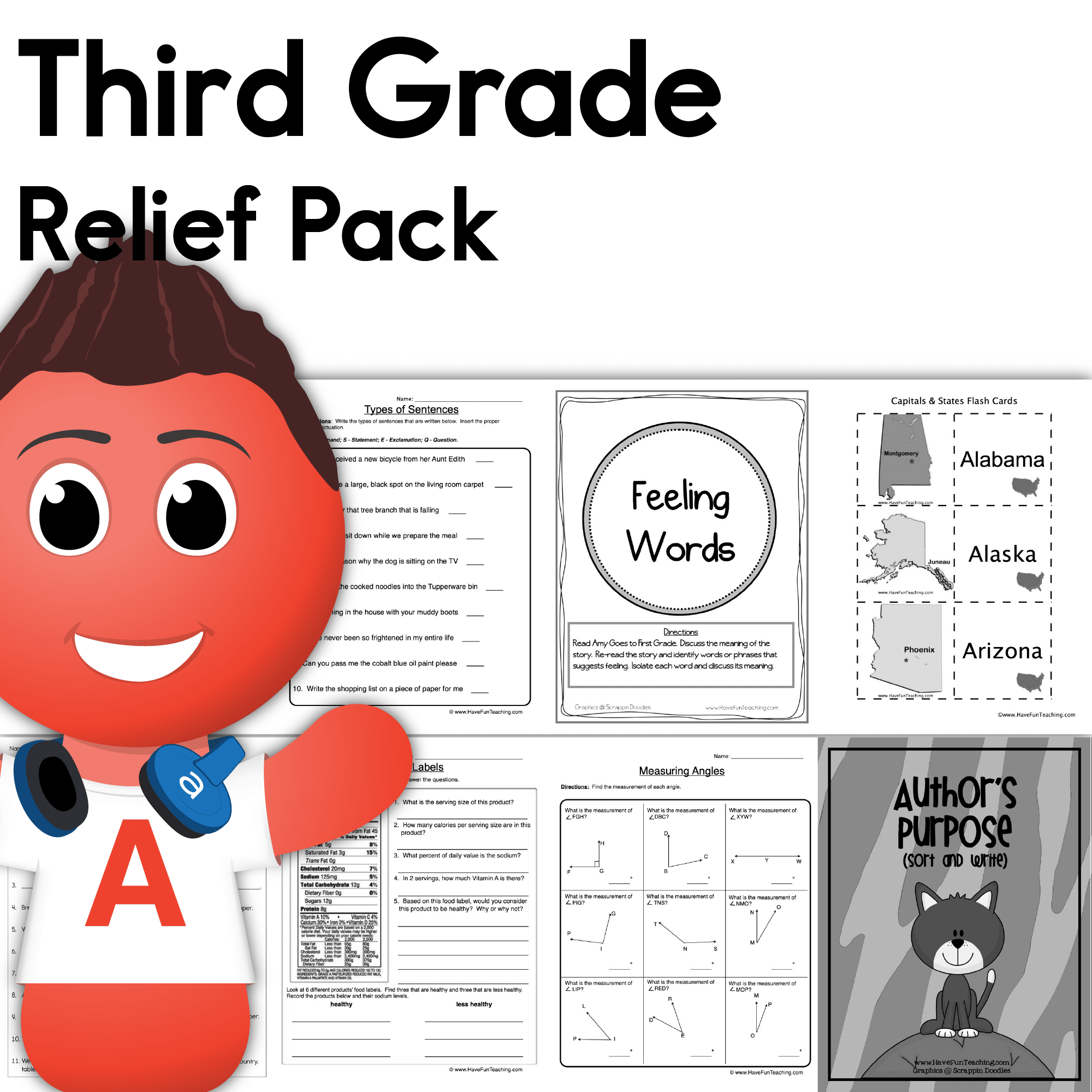 Third Grade Coronavirus Relief Pack teaching resource preview