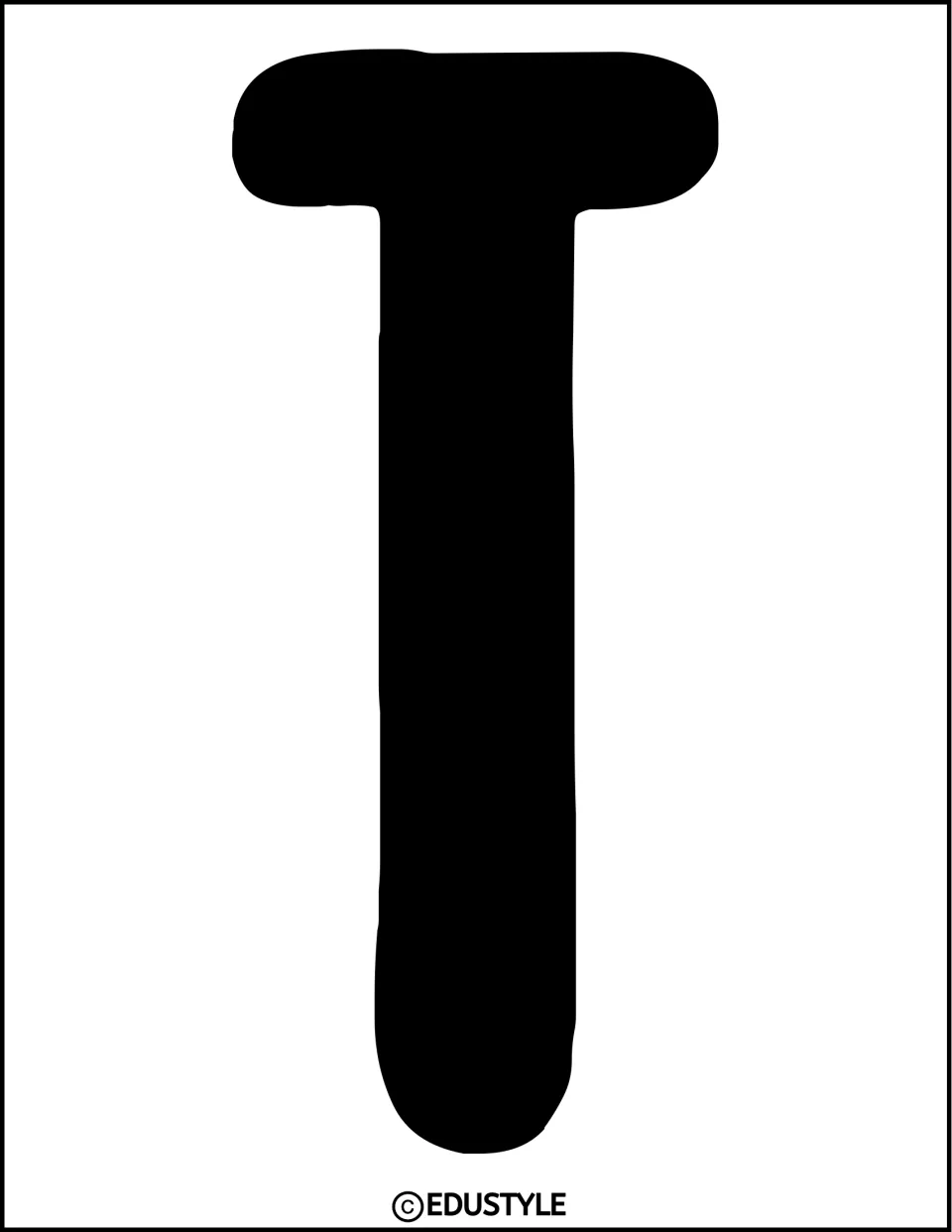 Bulletin board lettering: a large solid black capital T, a bubble-style letter to cut out for the display title