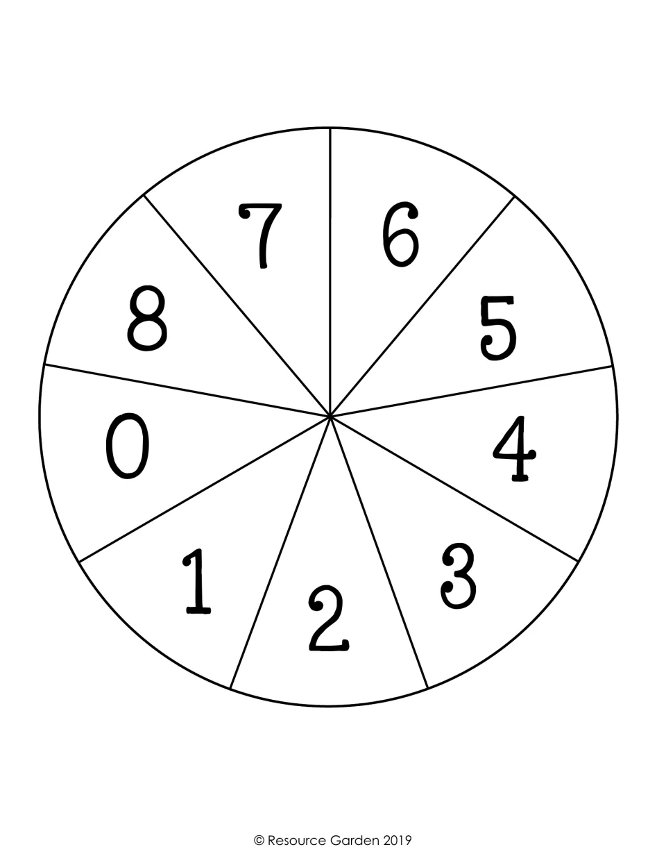 Spinner with nine sections numbered 0 to 8 for spinning two numbers to add or subtract on the 0 to 16 game board