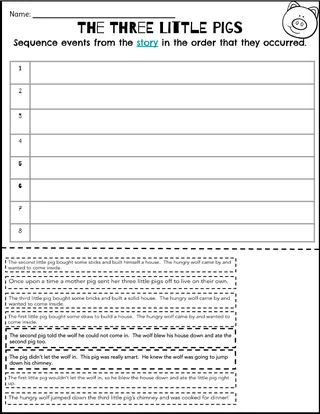 Three Little Pigs – Sequence Events Activity – preview 3