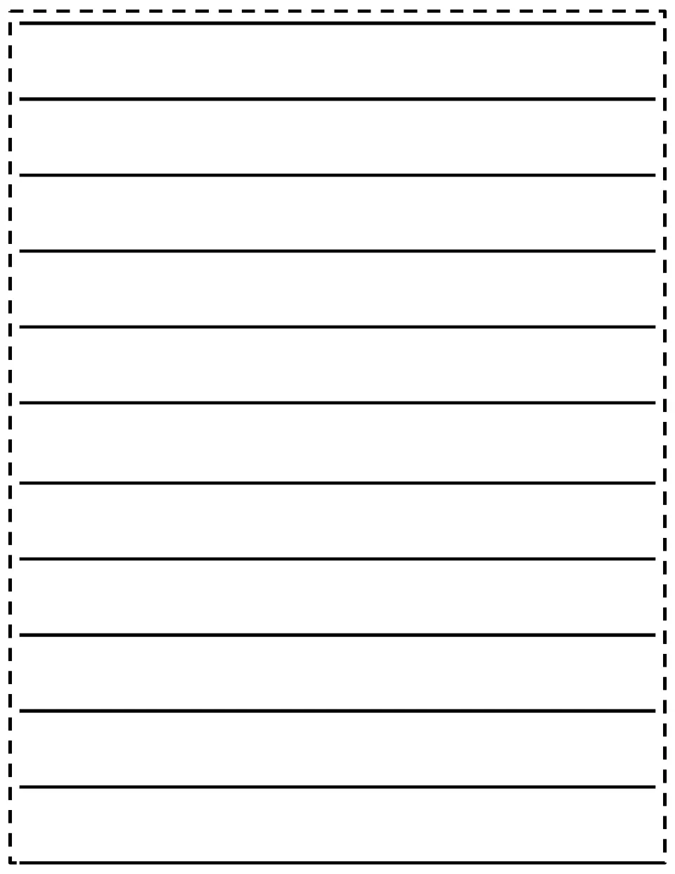 Blank writing template accompanying the six story prompts, with no printed question or story starter