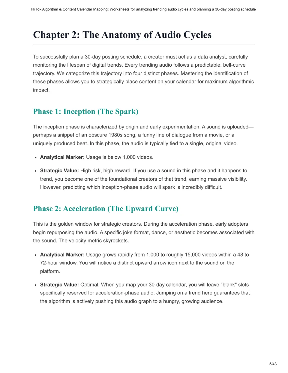 Chapter 2 reading introducing audio cycles through inception and acceleration, with usage-count markers