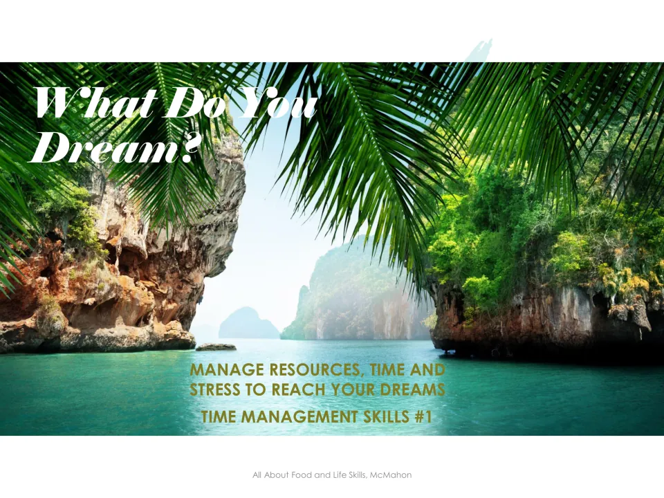 Cover: What Do You Dream? Manage resources, time and stress to reach your dreams, Time Management Skills #1 lesson