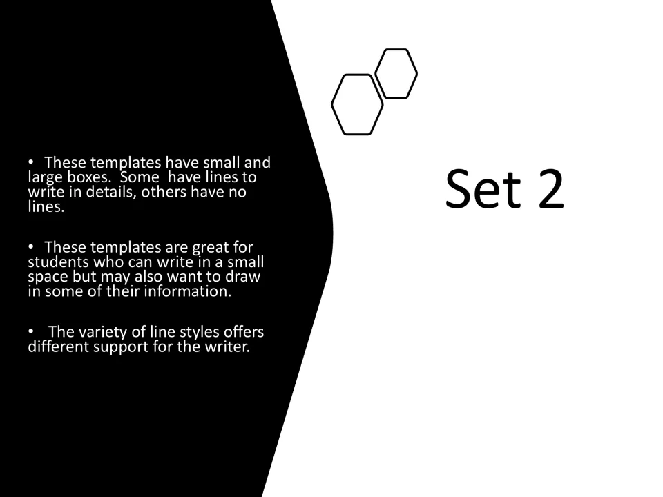 Set 2 introduction: timelines mixing small and large event spaces, some with writing lines and some without