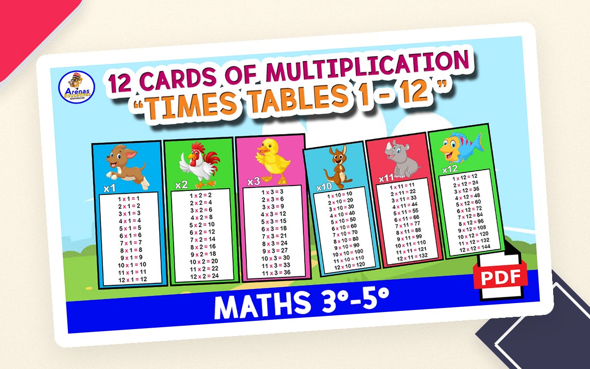 TIMES TABLES 1 TO 12 - Animal Theme preview