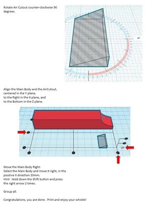 TinkerCAD step-by-step instructions for 3 different whistles – sample page 3