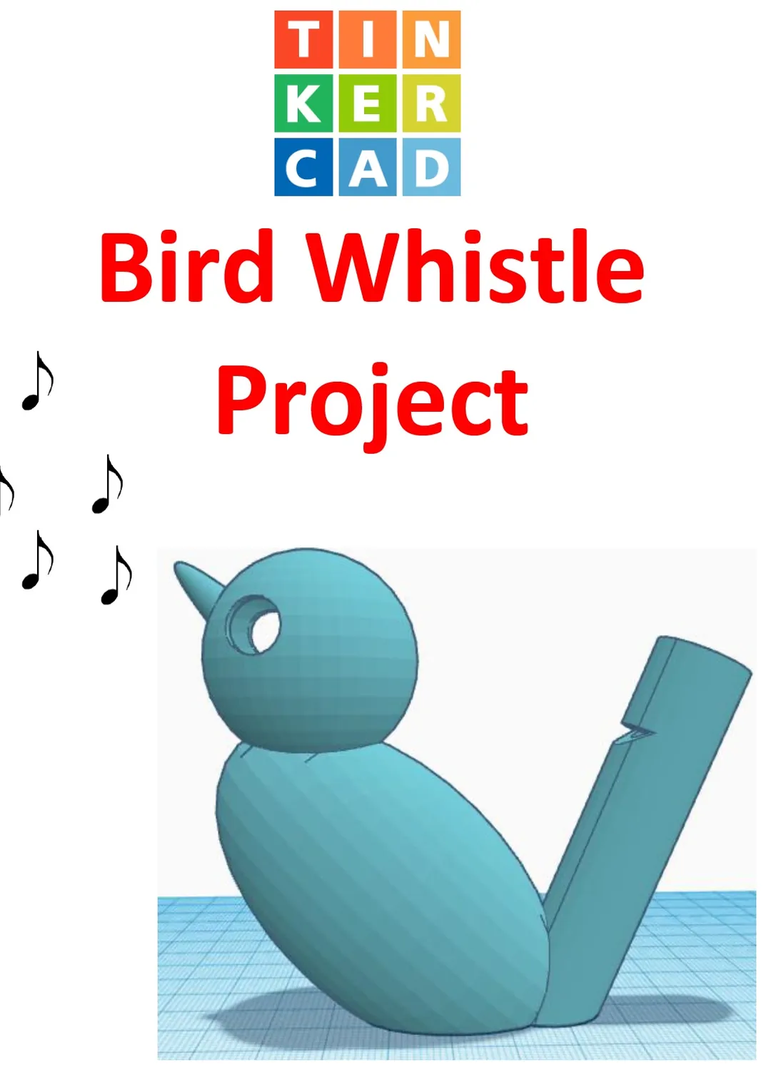 TinkerCAD step-by-step instructions for Bird Whistle – cover