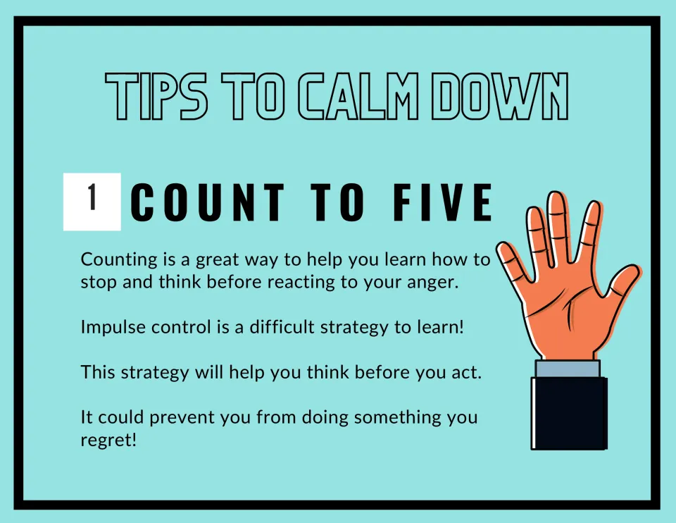Strategy 1, Count to Five: counting helps students stop and think before reacting to anger and practise impulse control