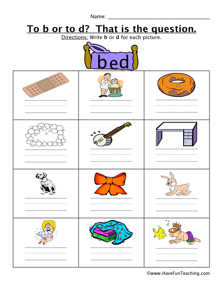 To B or to D Words Worksheet teaching resource preview