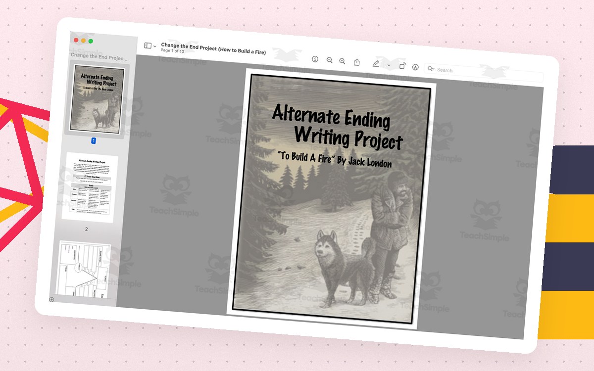 To Build A Fire by Jack London (Alternate Ending Writing Project) teaching resource preview