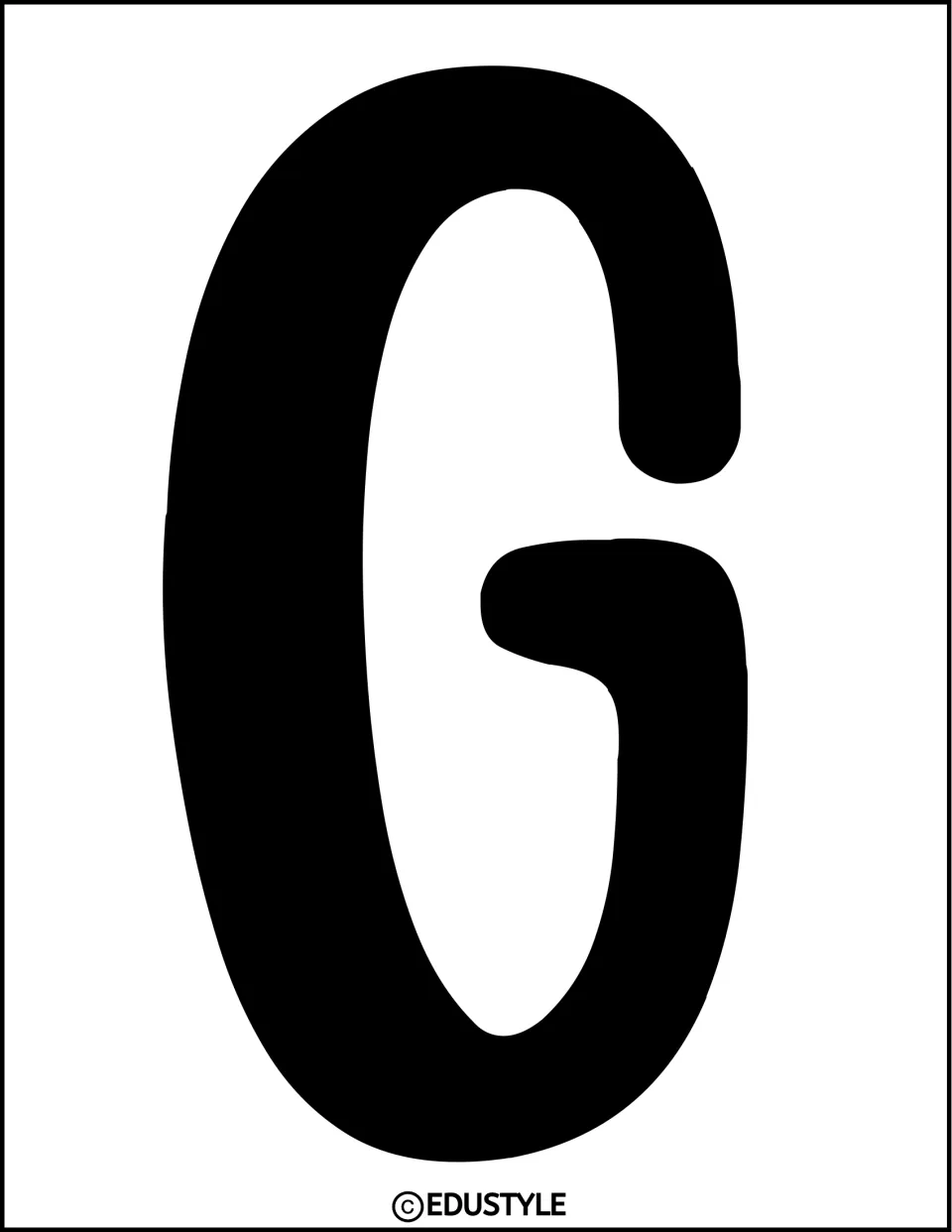 Black uppercase G from the winter display letter set, printed individually for bulletin board or door decor