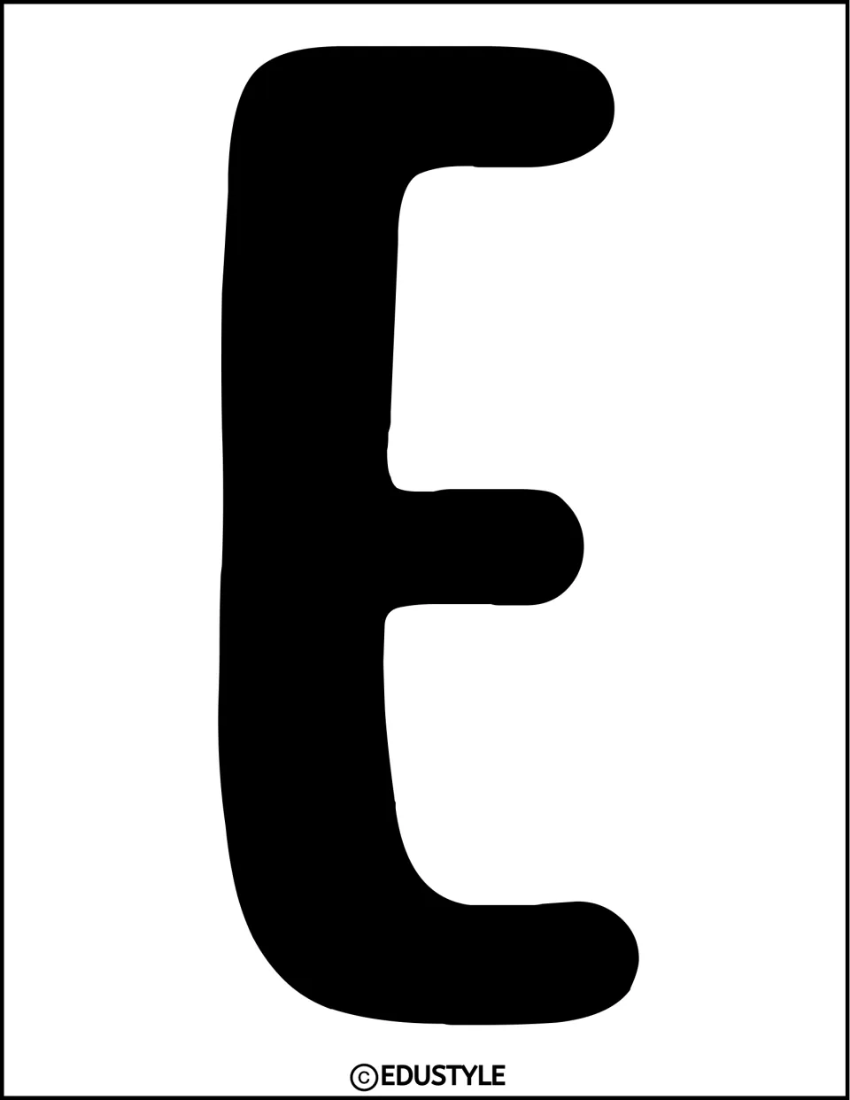 Black uppercase E from the winter display letter set, printed individually for bulletin board or door decor