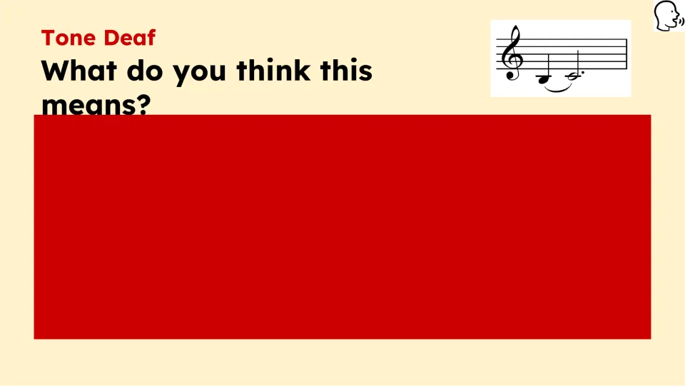 Opening prompt asks students what they think the lesson's idiom means, alongside musical notation.