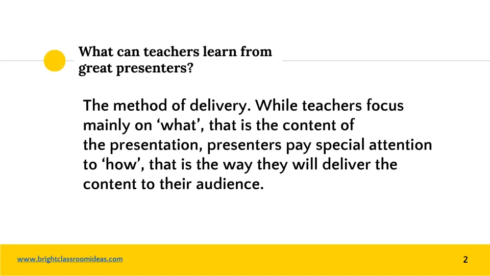 Introduction contrasting what teachers present with how presenters deliver their content to an audience
