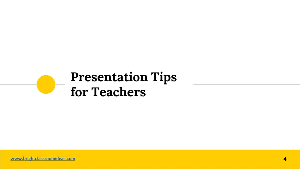 Section divider labeled 'Presentation Tips for Teachers' introducing the guide's numbered teaching tips