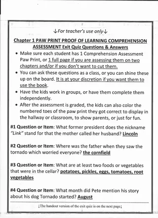 TORNADO Comprehension/Short Answer/Vocabulary/Exit Quiz Packet – sample page 3