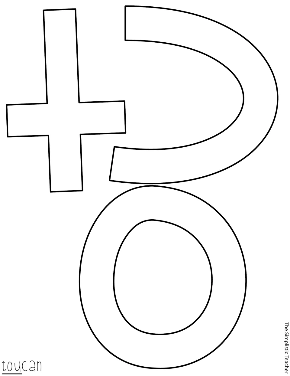 Outline letter cutouts t, o, and u form the first three letters of “toucan” in the tropical display message