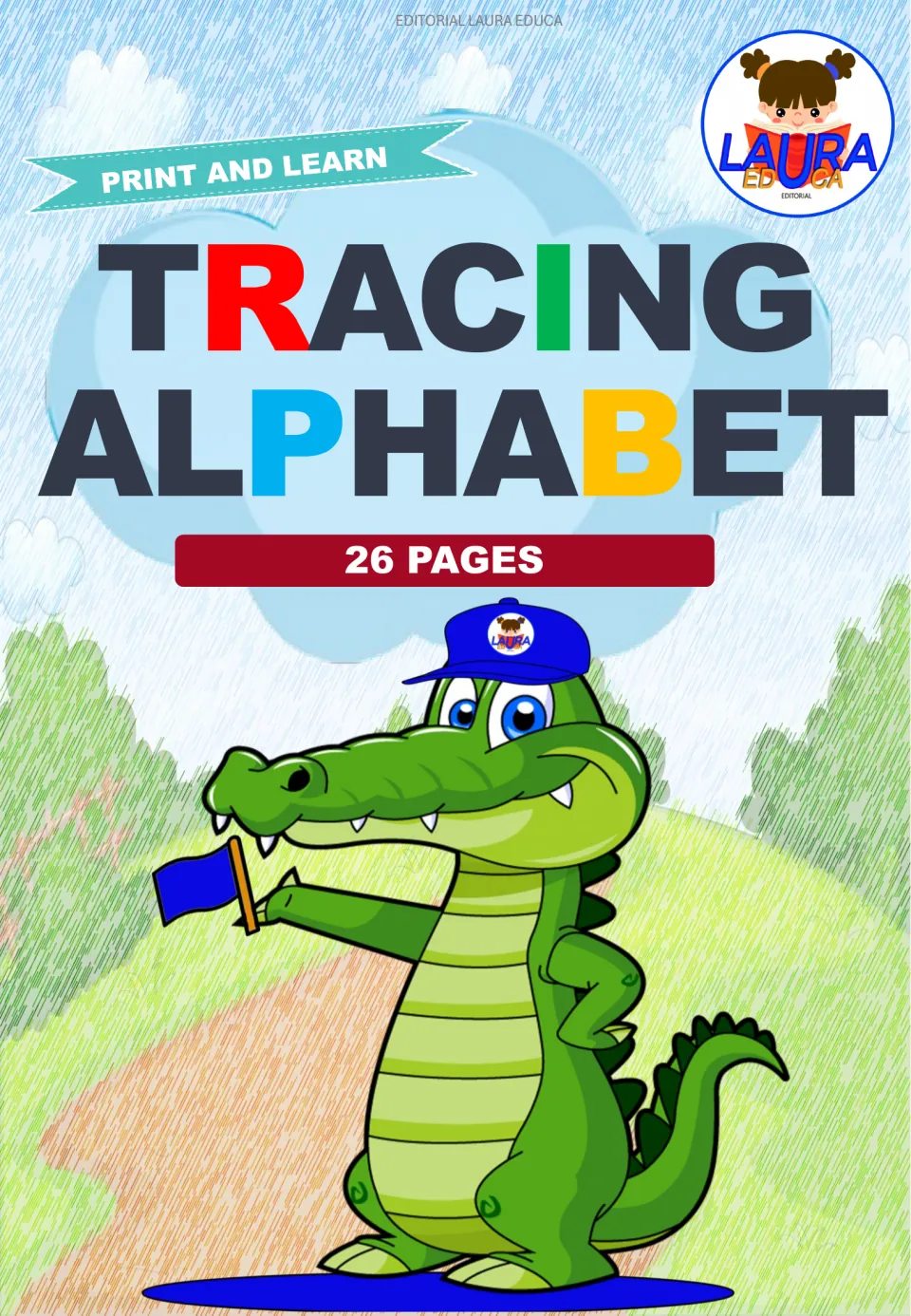 Cover of Tracing Alphabet, a letter tracing resource labeled 'Print and Learn' and '26 Pages'.