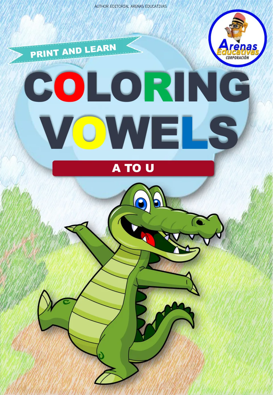 Cover of the Spanish vowel tracing and coloring resource, labeled 'Coloring Vowels' and 'A to U'