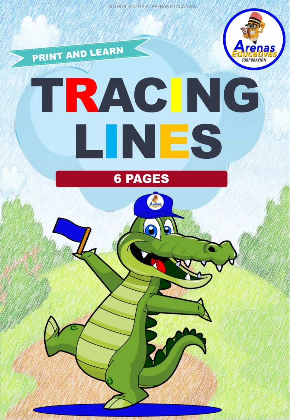 Cover of the tracing practice resource, labeled 'Tracing Lines,' '6 Pages,' and 'Print and Learn'