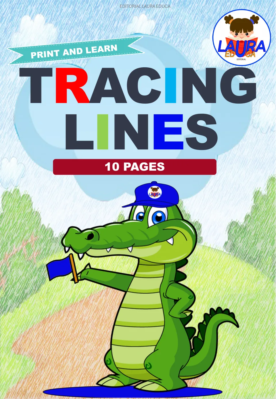 Cover of the tracing worksheet resource titled 'Tracing Lines,' labeled 'Print and Learn' and '10 Pages'