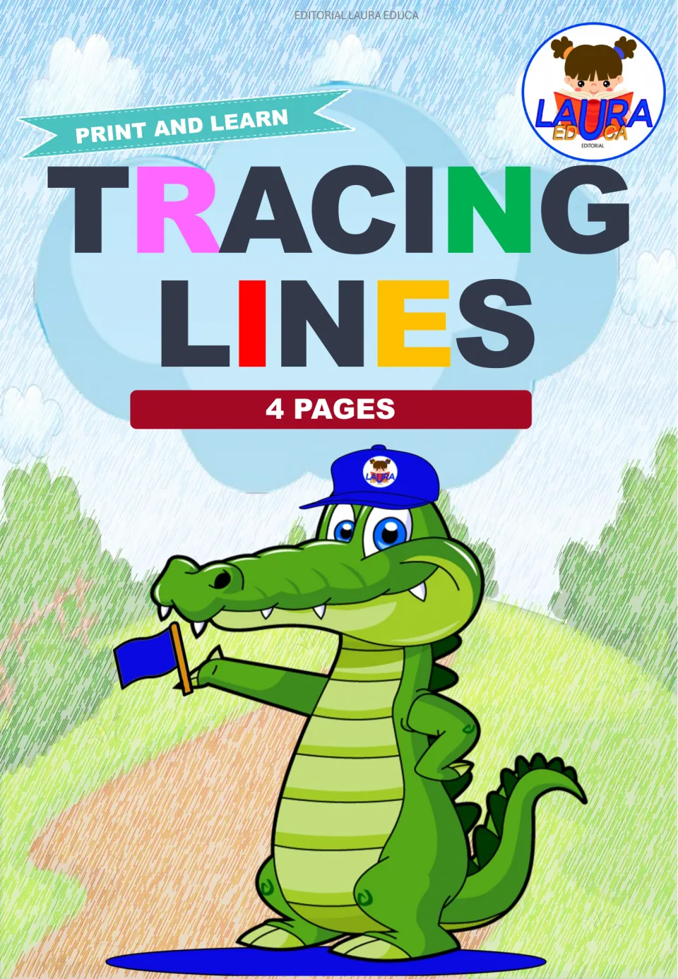 Cover of the spring tracing resource labeled 'Print and Learn,' 'Tracing Lines,' and '4 Pages'