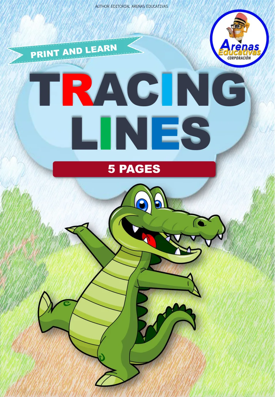 Cover of the tracing practice resource labeled “Tracing Lines,” “Print and Learn,” and “5 Pages.”