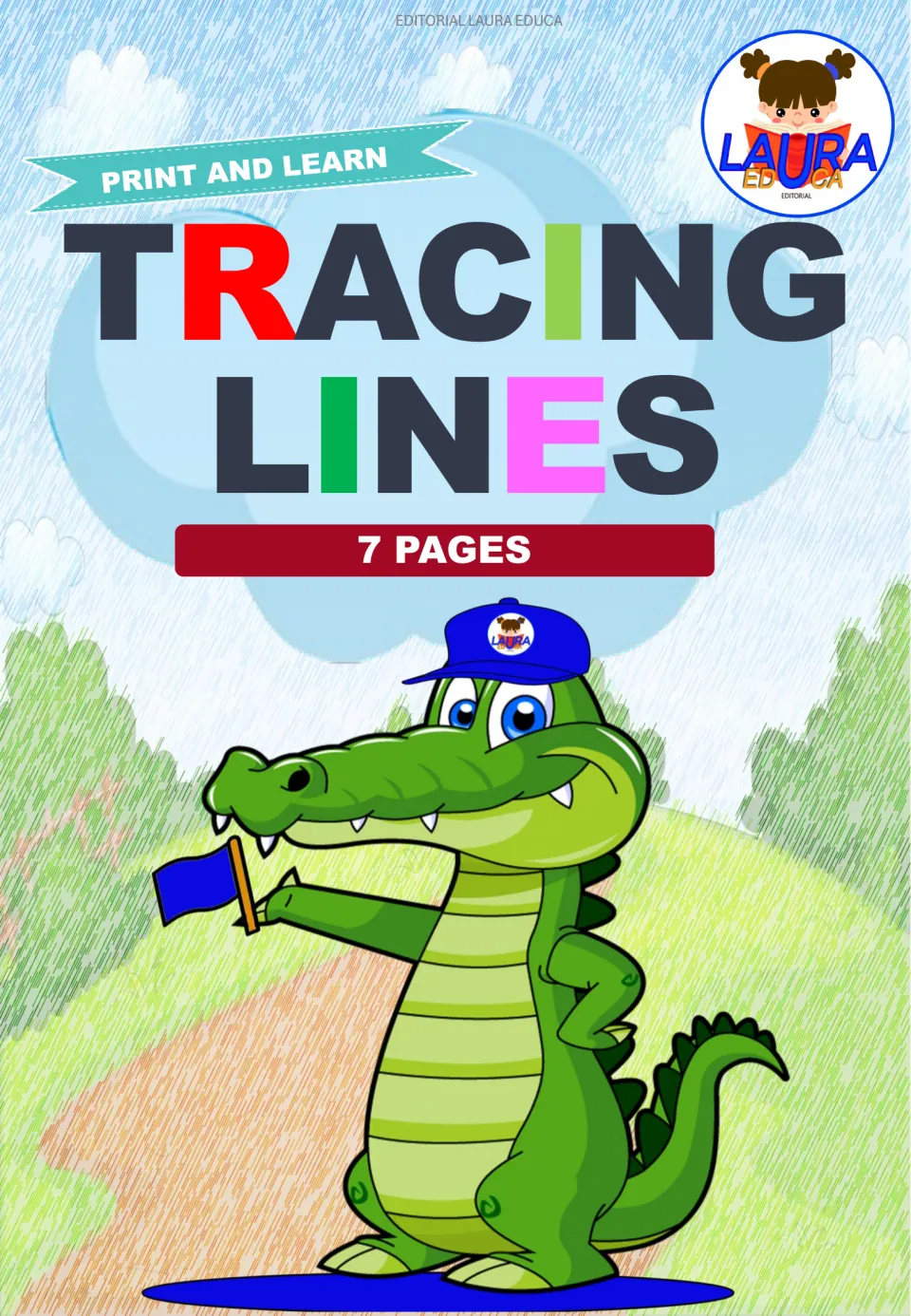 Cover of the animal tracing packet labeled 'Tracing Lines,' '7 Pages,' and 'Print and Learn' for kids