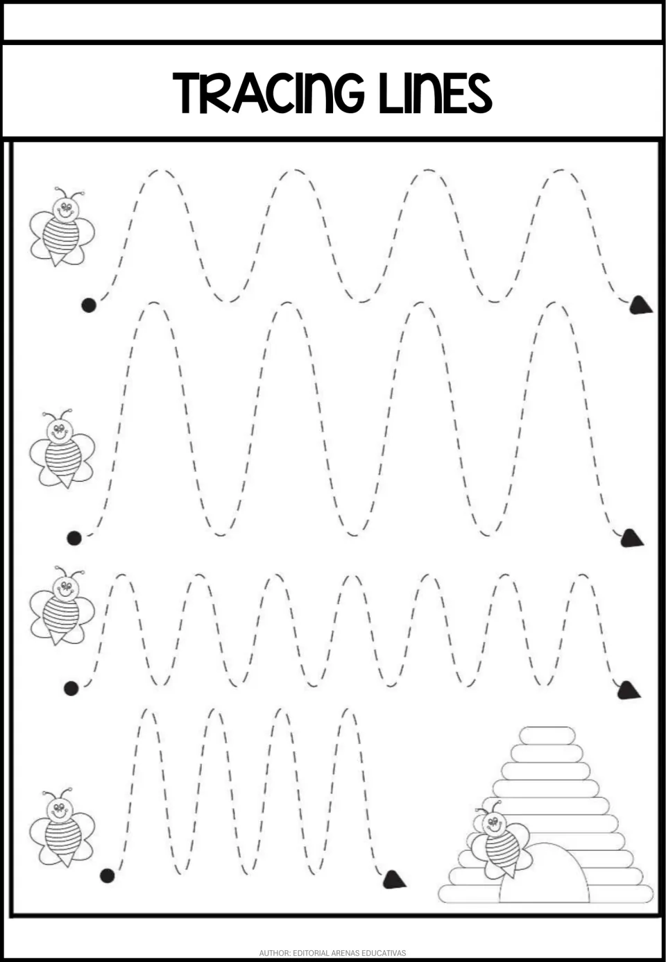 Wave tracing practice sheet featuring four dashed paths that vary in height, spacing, and number of curves