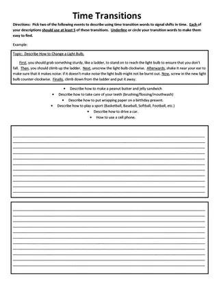 Transitions Practice Worksheets – cover