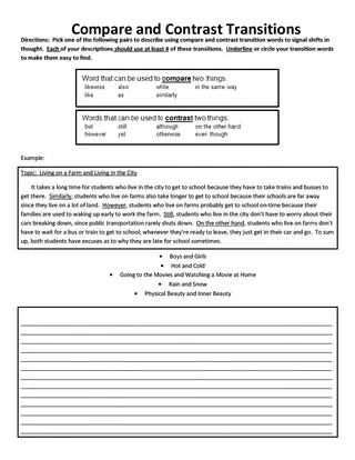 Transitions Practice Worksheets – sample page 2