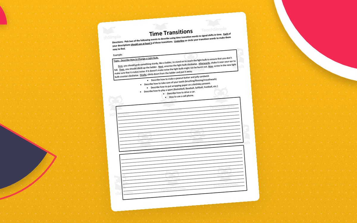Transitions Practice Worksheets preview