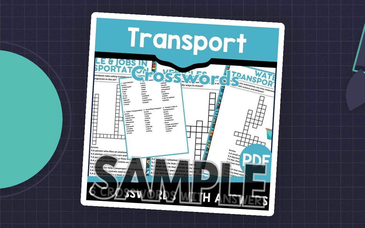 Transport Crossword: 1 Page Sample (PDF) preview