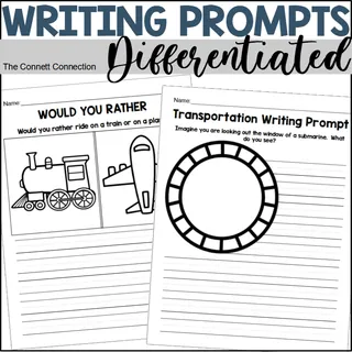 Transportation Creative Writing Prompts and Writing Paper – cover