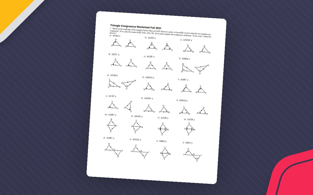 Triangle Congruence Worksheet – Geometry Practice preview