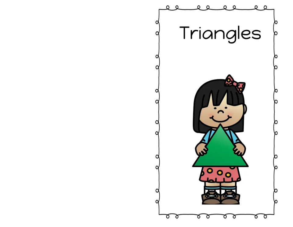 Triangle shape mini book cover titled "Triangles," showing a child holding a large green triangle.