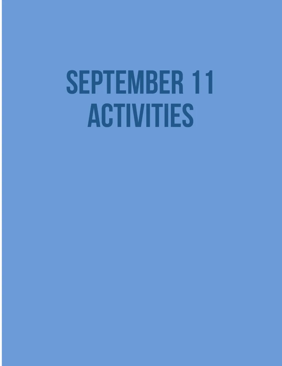 September 11 Activities section title page that opens the 9/11 part of the resource