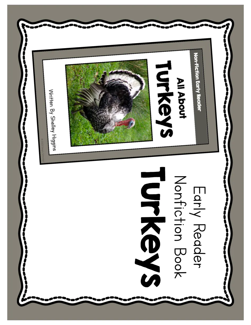 Cover of the Turkeys Early Reader Nonfiction Book, showing the booklet cover with a turkey photograph