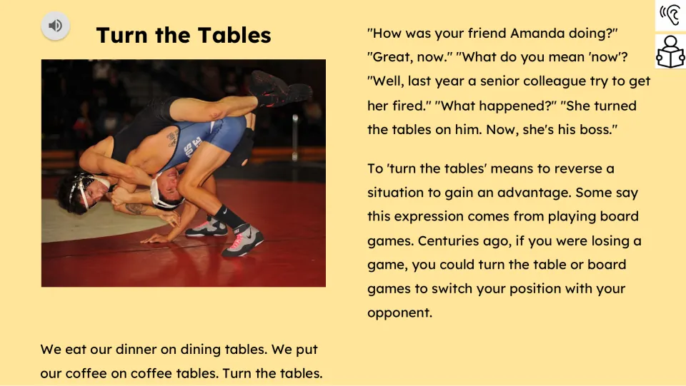 Reading passage explains reversing a situation, gives Amanda's workplace example, and discusses board games.